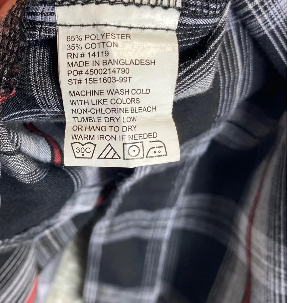Plains Western Wear Men Large Tall Pearl Snap Shirt Short Sleeve Plaid Black Red